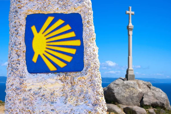 Kříž Finisterre Konci Saint James Způsobem Španělsku Camino Santiago — Stock fotografie