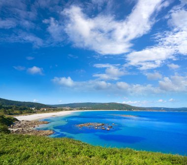 Finisterre langosteira beach Galicia İspanya'nın havadan görünümü