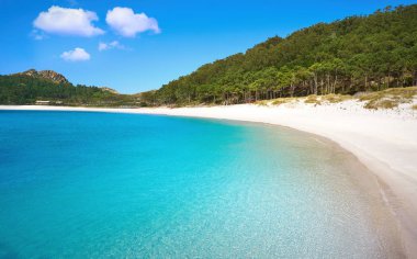 Islas Cies islands Rodas beach turquoise near Vigo of Galicia Spain clipart