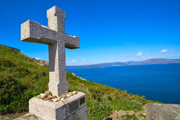 Krzyż Końcu Finisterre Saint James Way Hiszpanii Camino Santiago — Zdjęcie stockowe