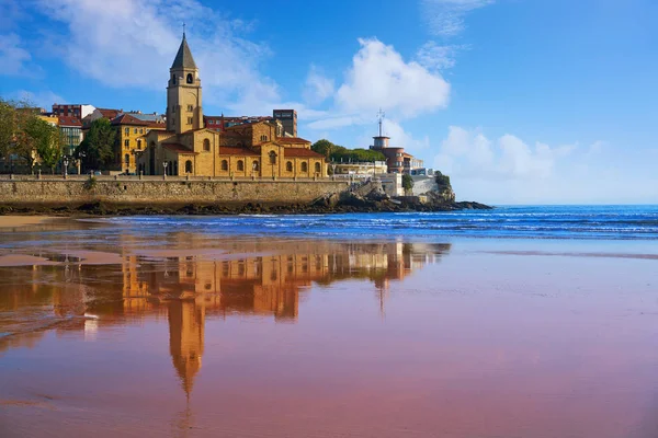 Gijon Beach San Lorenzo San Pedro Church Asturias Espagne — Photo