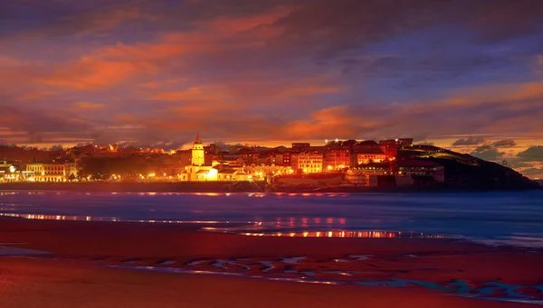 Gijon Panorama Západ Slunce San Lorenzo Asturias Pláž Španělsku — Stock fotografie