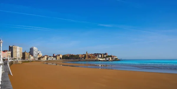 Gijon Playa San Lorenzo Strand Asturias Spanje — Stockfoto