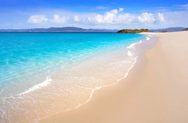 Plaża Praia Rodas Islas Cies Wyspa Vigo Hiszpanii — Zdjęcie stockowe