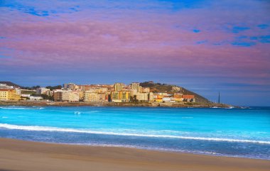 La Coruna Riazor beach in Galicia of Spain clipart
