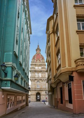 La Coruna Şehir Belediye Binası içinde Maria Pita Meydanı Galicia İspanya'nın