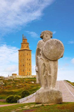 La Coruna Breogan statue at Hercules tower in Galicia Spain clipart