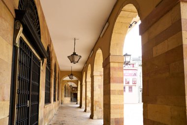 Oviedo şehir Belediye arcade Ayuntamiento Asturias, İspanya