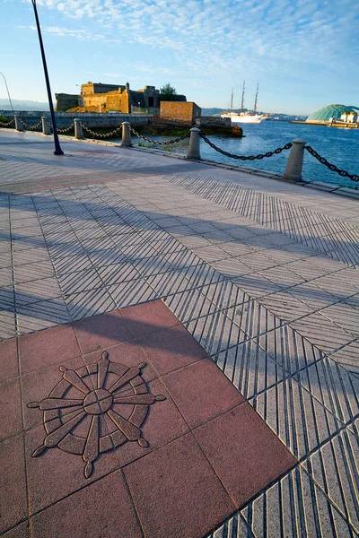 Coruna Port Pavement Detalhe Galiza Espanha — Fotografia de Stock