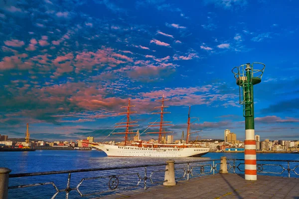 Coruna Port Sunrise Galicia Spanyolország — Stock Fotó