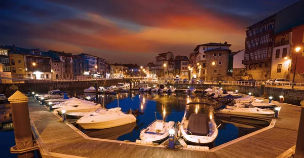 Llanes Marina Port Solnedgång Asturias Spanien — Stockfoto