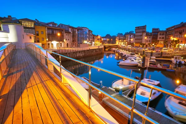 Llanes Marina Port Solnedgång Asturias Spanien — Stockfoto