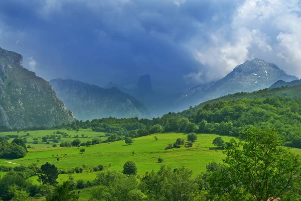 İspanya 'nın Picos de Europa bölgesindeki Naranjo de Bulnes tepesi Urriellu' da.