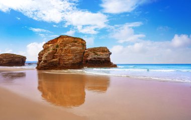 Playa las catedrales Catedrais plaj Lugo İspanya Ribadeo Galiçya