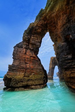 Playa las catedrales Catedrais plaj Lugo İspanya Ribadeo Galiçya