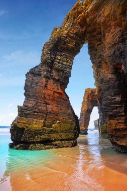 Playa las catedrales Catedrais plaj Lugo İspanya Ribadeo Galiçya