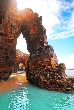 Playa las catedrales Catedrais plaj Lugo İspanya Ribadeo Galiçya
