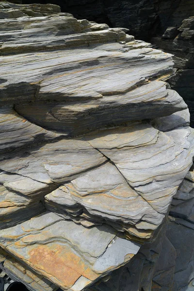 Textura Ardósia Pedra Playa Las Catedrales Ribadeo Galiza Espanha — Fotografia de Stock