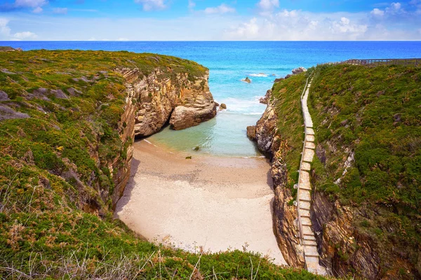 Playa Las Catedrales Catedrais Plaj Lugo Spanya Ribadeo Galiçya — Stok fotoğraf