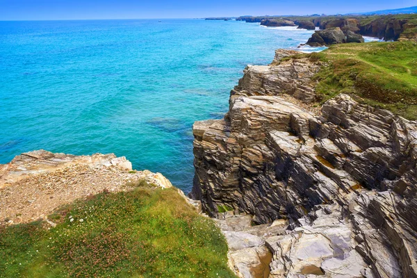 Playa Las Catedrales Catedrais Beach Galicji Ribadeo Lugo Hiszpania — Zdjęcie stockowe