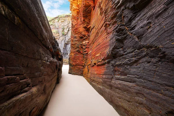 Playa Las Catedrales Catedrais Plaj Lugo Spanya Ribadeo Galiçya — Stok fotoğraf