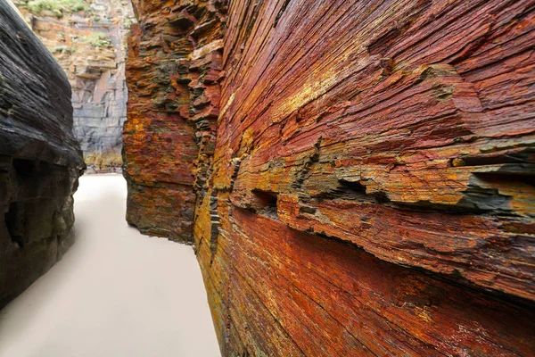 Playa Las Catedrales Catedrais Strand Ribadeo Galicië Van Lugo Spanje — Stockfoto