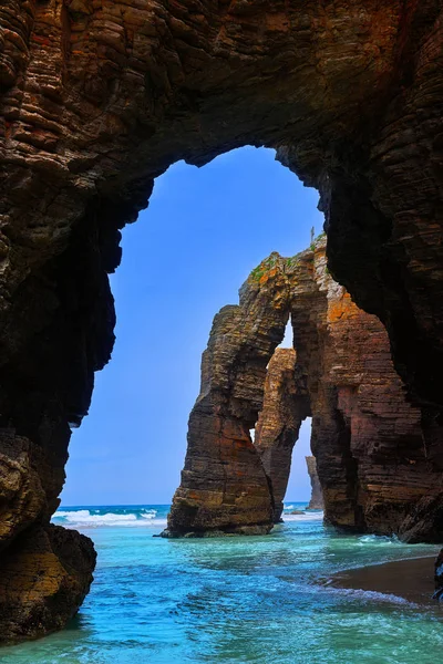 Playa Las Catedrales Catedrais Strand Ribadeo Galicië Van Lugo Spanje — Stockfoto