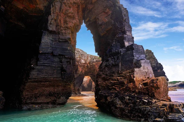 Παραλία Playa Las Catedrales Catedrais Ribadeo Γαλικία Της Ισπανίας Lugo — Φωτογραφία Αρχείου