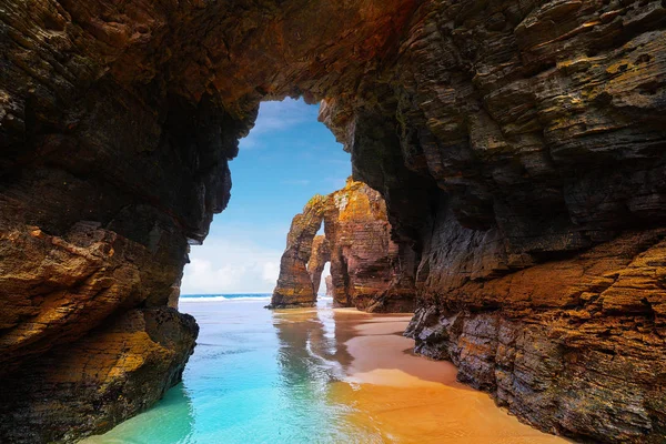 Playa Las Catedrales Catedrais Strand Ribadeo Galicië Van Lugo Spanje — Stockfoto