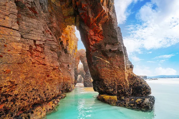 Playa Las Catedrales Catedrais Strand Ribadeo Galicië Van Lugo Spanje — Stockfoto