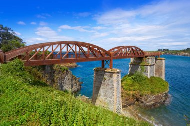 Ribadeo bridge viewpoint over Eo river from Galicia in Spain clipart