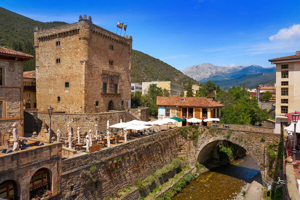 Potes river Quiviesa Deva a Cantabria village of Spain