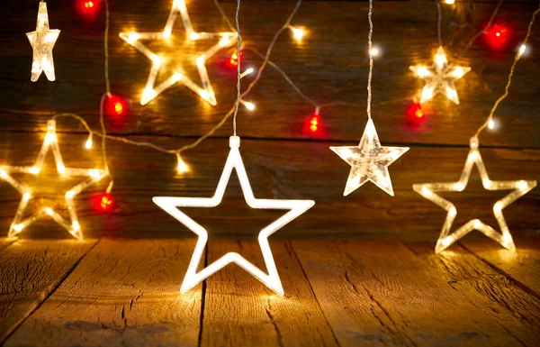 Vánoční Vločka Hvězda Retro Rustikální Dřevěné Pozadí Dekorace — Stock fotografie