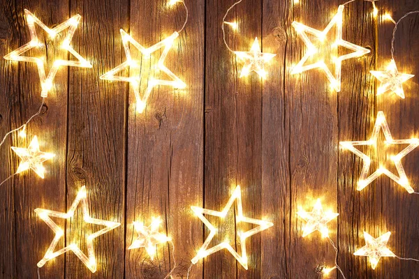 クリスマス背景はがきビンテージ星木製の背景 — ストック写真