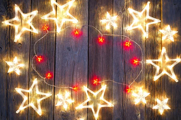 Kerstmis Achtergrond Briefkaart Vintage Sterren Houten Achtergrond — Stockfoto