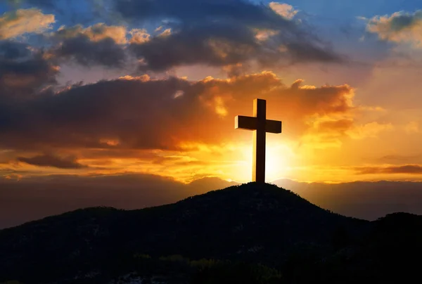 Crucifixión Cruz Símbolo Del Gólgota Religión Cristiana Foto Monte — Foto de Stock