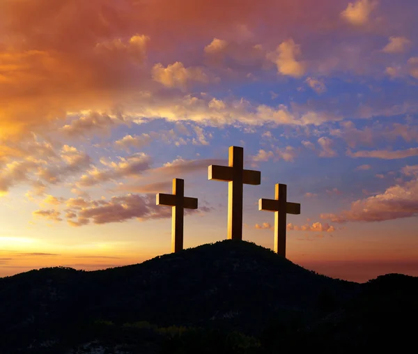 Crucificação Cruz Símbolo Gólgota Religião Cristã Foto Monte — Fotografia de Stock