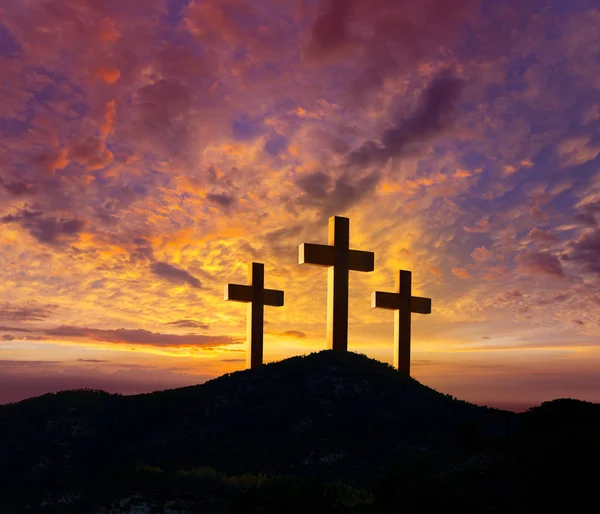 Crucificação Cruz Símbolo Gólgota Religião Cristã Foto Monte — Fotografia de Stock