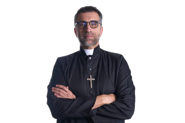 Crossed Arms Priest Portrait Senior Male — Stock Photo, Image