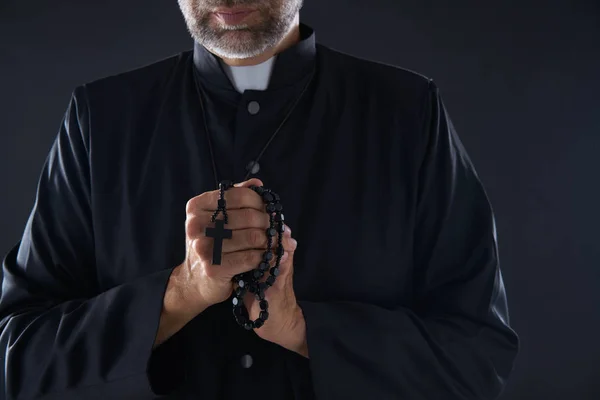 Priest Praying Hands Rosary Beads Male — Stock Photo, Image