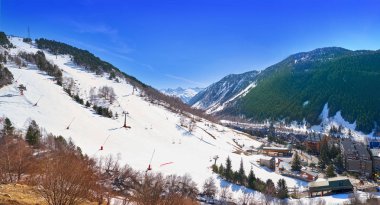 Baqueira Beret in Lerida Catalonia ski spot resort in Aran Valley of Pyrenees Spain clipart