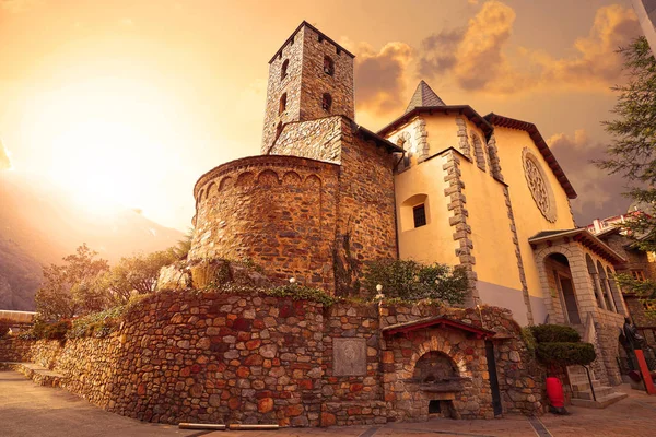 Kostel Sant Esteve Andorra Vella Pyrenejích — Stock fotografie