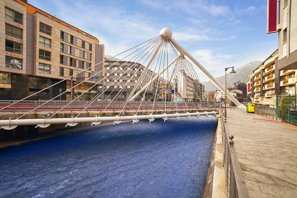 Ponte Andorra Velha Paris Sobre Rio Valira Nos Pirinéus — Fotografia de Stock