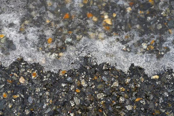 Ledové Asfaltové Silnici Chodníku Detail Zimě — Stock fotografie