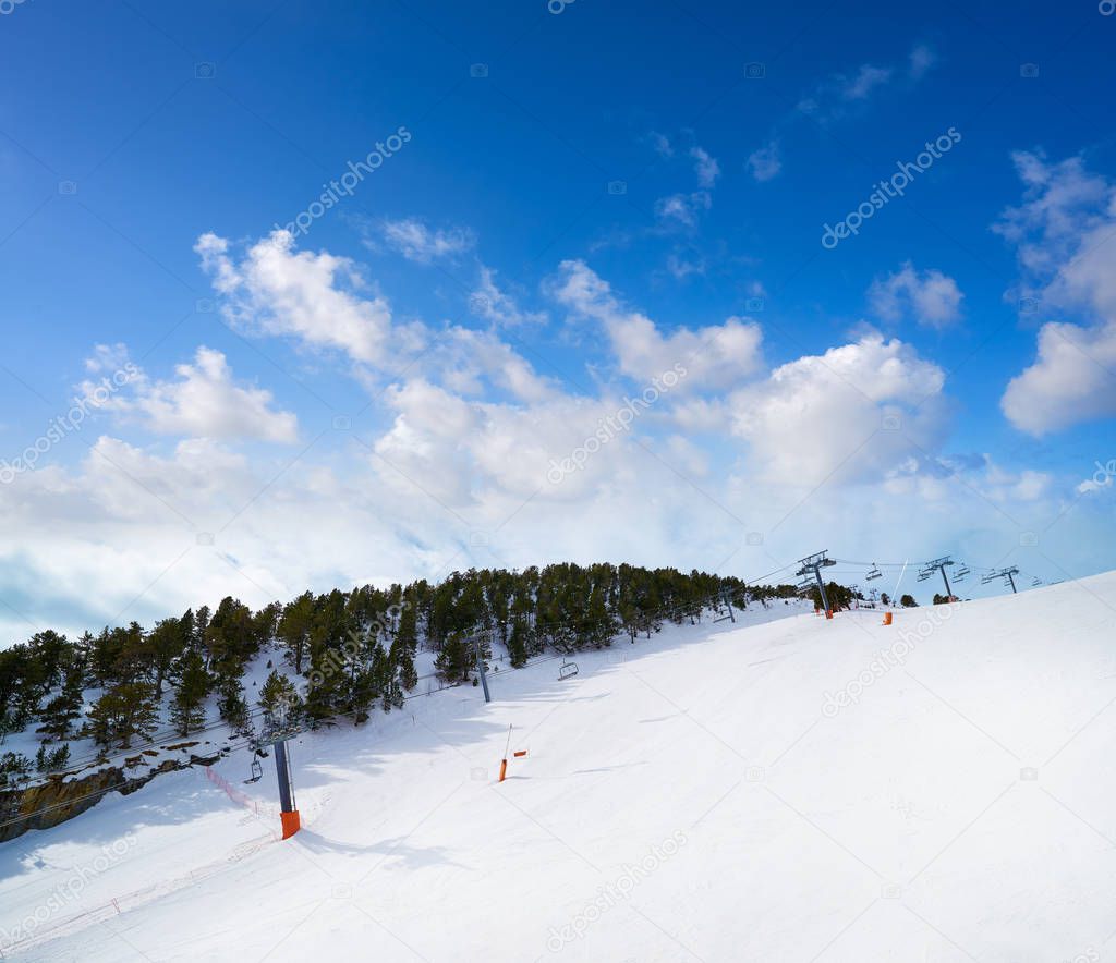 Arinsal ski resort in Andorra Pyrenees sunny day