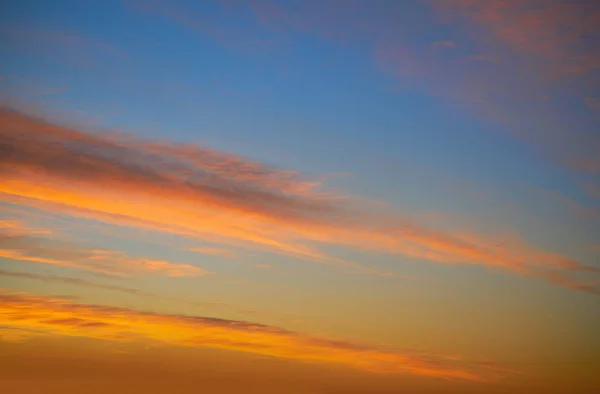 Solnedgång Moln Himlen Orange Och Blå Bakgrund — Stockfoto