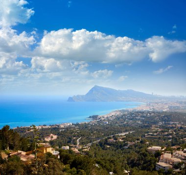 Altea plaj havadan görünümü Alicante, İspanya