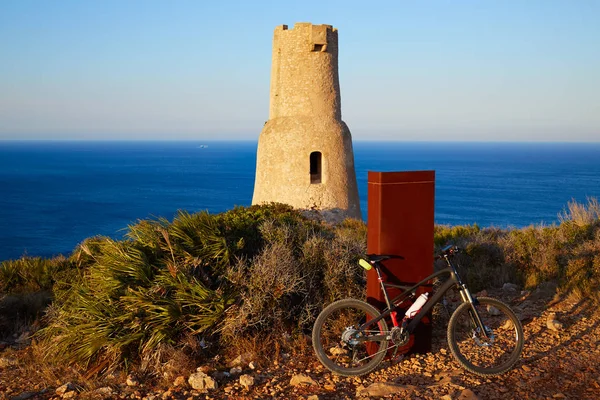 Torre Del Gerro Denia Alicante Con Bicicleta Montaña —  Fotos de Stock