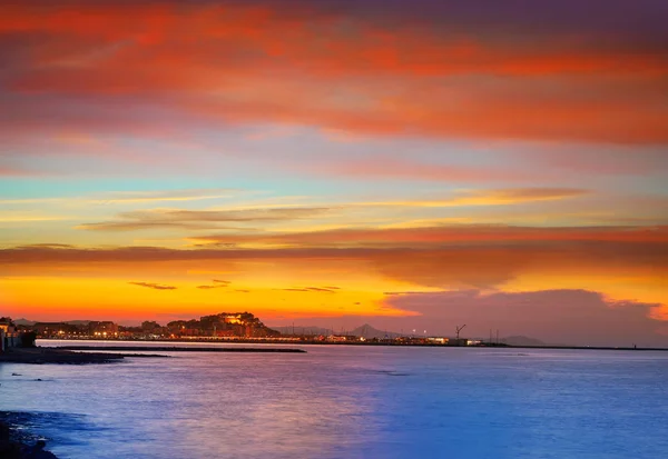 Atardecer Denia Desde Las Rotas Alicante España Mediterránea —  Fotos de Stock