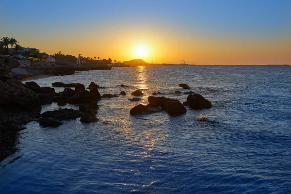 Coucher Soleil Denia Depuis Las Rotas Alicante Méditerranée Espagne — Photo